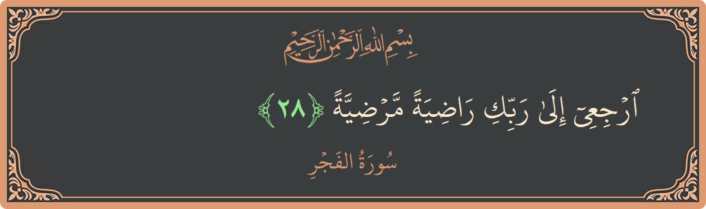 Verse 28 - Surah Al-Fajr: (ارجعي إلى ربك راضية مرضية...) - English