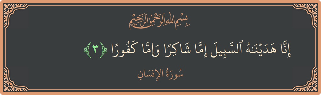 Verse 3 - Surah Al-Insaan: (إنا هديناه السبيل إما شاكرا وإما كفورا...) - English
