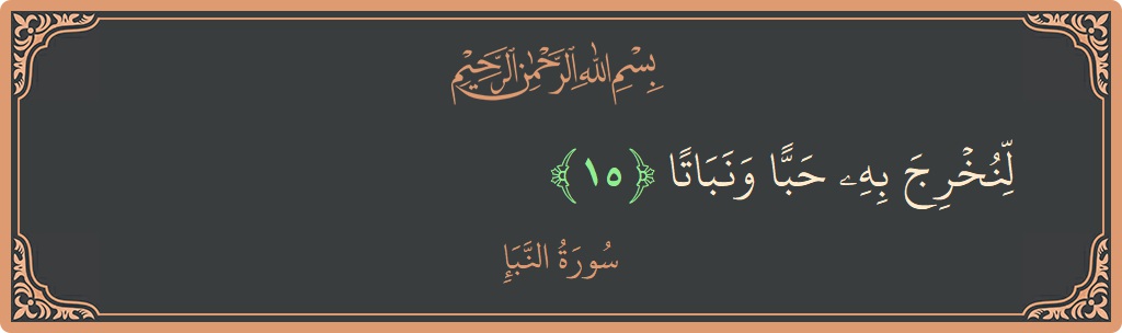 Verse 15 - Surah An-Naba: (لنخرج به حبا ونباتا...) - English